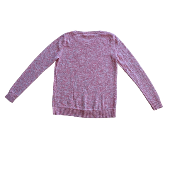 Loft Pink and White Heathered Knit Crewneck  Sweater Medium - Picture 2 of 7